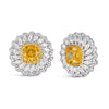 Daisy Flower Vivid Yellow Diamond Crystalline Wedding Anniversary Halo Earring, Best Halo Earring