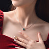 Mini Green Lab-Created Emerlad Halo Pendant Luxury Jewelry Best Emerald Jewelry Gift