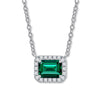 Mini Green Lab-Created Emerlad Halo Pendant Luxury Jewelry Best Emerald Jewelry Gift