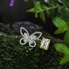 Butterfly with Canary Diamond Crystalline Super Luxury Halo Ring Best Three Stone Wedding Ring