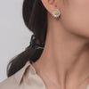 Daisy Flower Vivid Yellow Diamond Crystalline Wedding Anniversary Halo Earring, Best Halo Earring