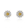 Daisy Flower Vivid Yellow Diamond Crystalline Wedding Anniversary Halo Earring, Best Halo Earring