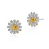 Daisy Flower Vivid Yellow Diamond Crystalline Wedding Anniversary Halo Earring, Best Halo Earring