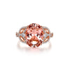 Oragne Pink Oval Halo Diamond Crystalline Engagement Ring, Best Halo Engagement Ring