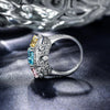 Vivid Colorful Diamond Crystalline Wedding Anniversary Ring, Best Three Stone Ring