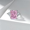 Asscher Vivid Pink Diamond Crystalline Wedding Anniversary Ring, Super Luxury Best Three Stone Ring