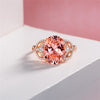 Oragne Pink Oval Halo Diamond Crystalline Engagement Ring, Best Halo Engagement Ring