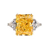 Vivid Yellow Diamond Crystalline Wedding Anniversary Ring, Supper Luxury Three Stone Ring