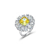 Vivid Yellow Diamond Crystalline Wedding Anniversary Halo Ring, Best Halo Ring