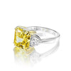 Vivid Yellow Diamond Crystalline Wedding Anniversary Ring, Best Three Stone Ring