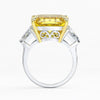 Vivid Yellow Diamond Crystalline Wedding Anniversary Ring, Best Three Stone Ring