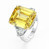 Vivid Yellow Diamond Crystalline Wedding Anniversary Ring, Best Three Stone Ring