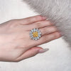 Vivid Yellow Diamond Crystalline Wedding Anniversary Halo Ring, Best Halo Ring