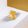 Vivid Yellow Diamond Crystalline Wedding Anniversary Ring, Supper Luxury Three Stone Ring