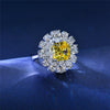 Vivid Yellow Diamond Crystalline Wedding Anniversary Halo Ring, Best Halo Ring