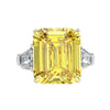 Vivid Yellow Diamond Crystalline Wedding Anniversary Ring, Best Three Stone Ring