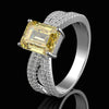 Vivid Yellow Diamond Crystalline Wedding Anniversary Halo Ring, Best Halo Ring