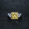 Vivid Yellow Diamond Crystalline Wedding Anniversary Ring, Best Three Stone Ring