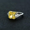 Vivid Yellow Diamond Crystalline Wedding Anniversary Ring, Best Three Stone Ring