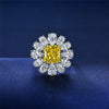 Vivid Yellow Diamond Crystalline Wedding Anniversary Halo Ring, Best Halo Ring