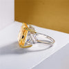 Vivid Yellow Diamond Crystalline Wedding Anniversary Ring, Supper Luxury Three Stone Ring