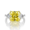 Vivid Yellow Diamond Crystalline Wedding Anniversary Ring, Best Three Stone Ring