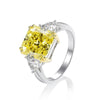 Vivid Yellow Diamond Crystalline Wedding Anniversary Ring, Best Three Stone Ring