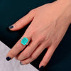 925 Silver Paraiba Blue Three Stone Ring, Ocean Blue Ring, Best Engagement Ring