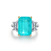 925 Silver Paraiba Blue Three Stone Ring, Ocean Blue Ring, Best Engagement Ring