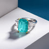 925 Silver Paraiba Blue Three Stone Ring, Ocean Blue Ring, Best Engagement Ring