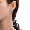 Genuine Lab-Grown Blue Sapphire Earring | Luxury Halo Sapphire Jewelry | Best Gift