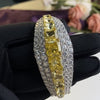 Vivid Yellow Diamond Crystalline Bangle, Luxury Party Queen Bangle jewelry