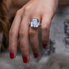 D Color Diamond Crystalline Super Luxury Halo Ring Best Three Stone Wedding Ring