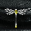 Vivid Yellow Diamond Crystalline Brooch, Luxury Dragonfly Bracelet Jewelry