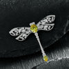 Vivid Yellow Diamond Crystalline Brooch, Luxury Dragonfly Bracelet Jewelry