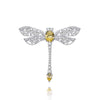 Vivid Yellow Diamond Crystalline Brooch, Luxury Dragonfly Bracelet Jewelry