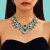 925 Silver Green Lab-Created Emerald Necklace, Vivid Green Luxury Queen Necklace