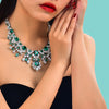 925 Silver Green Lab-Created Emerald Necklace, Vivid Green Luxury Queen Necklace