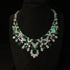 925 Silver Green Lab-Created Emerald Necklace, Vivid Green Luxury Queen Necklace