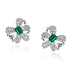 Green Lab-Created Emerlad Halo Earring Luxury Jewelry BEST JEWELRY GIFT