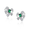 Green Lab-Created Emerlad Halo Earring Luxury Jewelry BEST JEWELRY GIFT