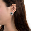 Green Lab-Created Emerlad Halo Earring Luxury Jewelry BEST JEWELRY GIFT