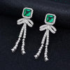 Vivid Green Lab-Created Emerlad Long Tassel Earring Luxury Jewelry Best Jewelry Gift