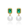 Green Lab-Created Emerlad w Pearl Earring Luxury Jewelry Best Jewelry Gift