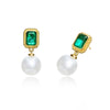 Green Lab-Created Emerlad w Pearl Earring Luxury Jewelry Best Jewelry Gift