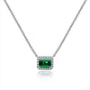 Mini Green Lab-Created Emerlad Halo Pendant Luxury Jewelry Best Emerald Jewelry Gift