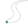 Mini Green Lab-Created Emerlad Halo Pendant Luxury Jewelry Best Emerald Jewelry Gift