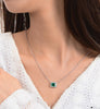 Mini Green Lab-Created Emerlad Halo Pendant Luxury Jewelry Best Emerald Jewelry Gift