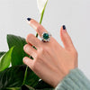 925 Silver Green Lab-Created Emerald Halo Ring, Vivid Green Halo Ring, Best Engagement Ring