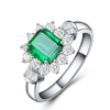 Lab-Created Emerald Halo Ring 925 Silver , Vivid Green Halo Ring, Best Engagement Ring